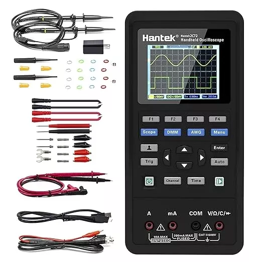 Hantek 2C72 Handheld Oscilloscope 70MHz Multimeter 2CH+DMM 2 in 1 Multifunction Tester