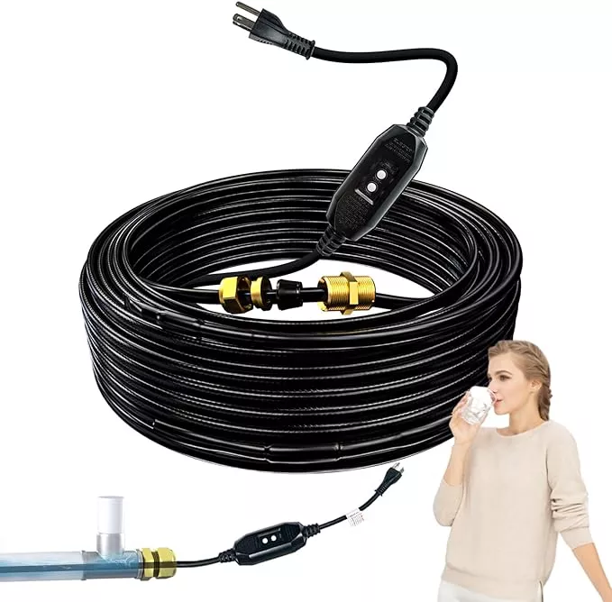 HEATIT Heat Cable for Drinking Water Supply In Pipe Self Regulating Heat Tape Pre-Assembled Pipe Freeze Protection NSF/ANSI/CAN 61 Certified 120V, 60FT