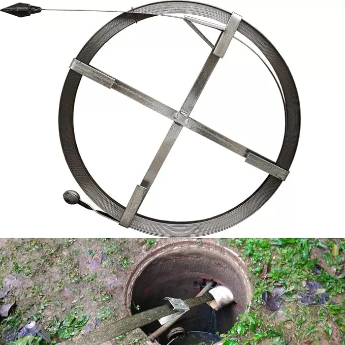 Heavy Duty Sewer Drain Snake for Outdoor,Flat,Manual,Length 30m/98.4ft,Width 2.5cm/1inch,Thickness 2.5mm/0.1inch,Manganese Steel Plumbing Snake Tool