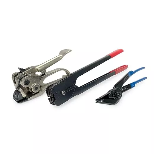 IDL Packaging Round Packages Strapping Tool Set for 1/2" Steel Strapping, 1100 lbs Break Strength – Tensioner, Sealer, Cutter for Metal Banding – Packaging Strapping Tool Kit to Secure Heavy Packages