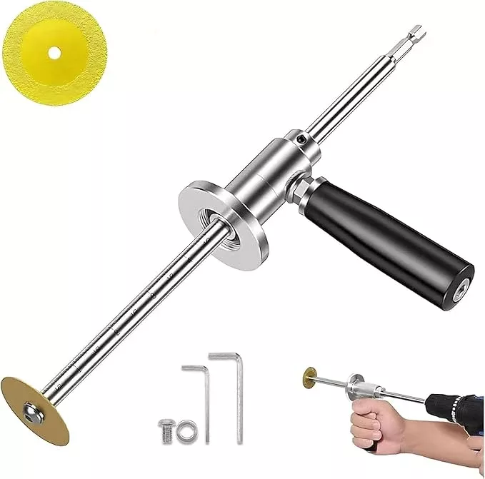 Inside Pipe Cutter for PVC Pipe, Upgraded Versatile PVC Pipe Cutter and Drill Attachment with Diamond Grit Cutting Wheel and Handle