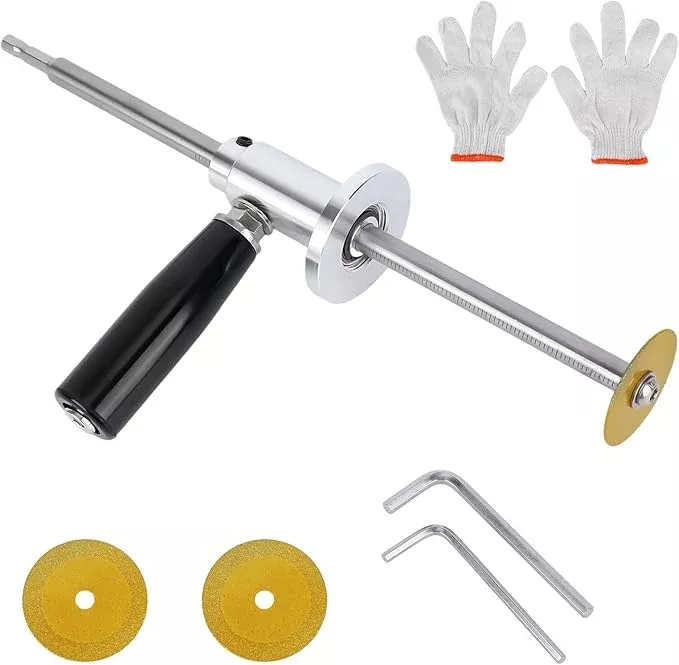 Inside PVC Pipe Cutter, Internal Cut Pipe Cutter Tool Set Adjustable 7in/17.78cm Cutting Depth Gauge Plumbing Tools for 1.5-8in/3.81-20.32cm Pipes Compatible with Drills & Impact Drivers