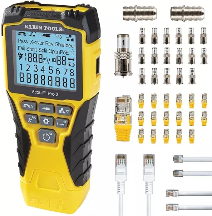 Klein Tools VDV501-852 Cable Tester with Remote, VDV Scout Pro 3 Test Kit Locates and Tests Voice, Data and Video Cables