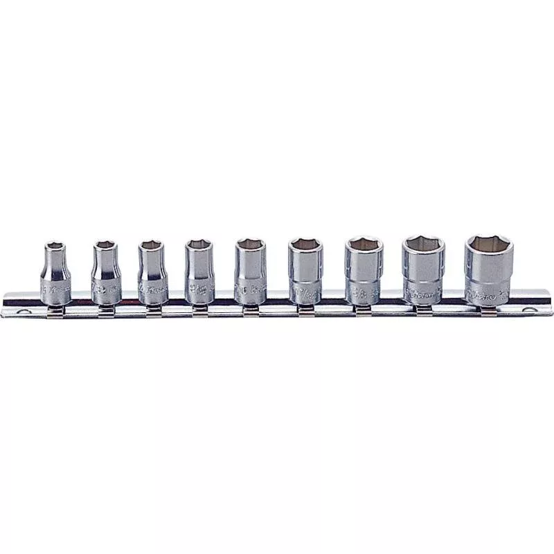 Ko-Ken RS2400A/9 1/4 In Sq. Dr. Socket Set 3/16-1/2 Inch 6 Point 9 Pieces