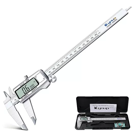 Kynup Digital Caliper 8 inch, Measuring Tool, Caliper Sets, Stainless Steel, Full Turn Off,Switch from Inch Metric Fraction, Micrometer Digital for Household, DIY(200MM)
