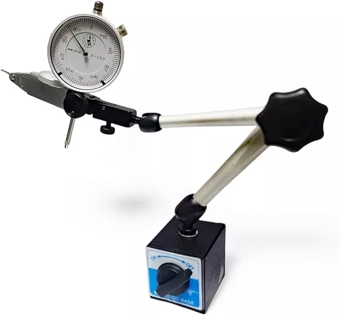 Magnetic Base Indicator 0.0005" Test Indicator and 0.001" Dial Indicator New 1 Base 2 Indicators