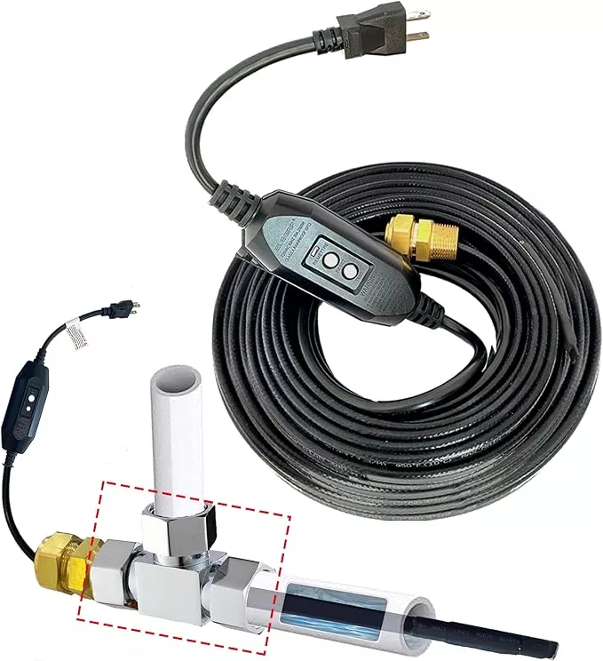MAXKOSKO In Pipe Heat Cable for Drinking Water Supply, CSA Certified Self Regulating Heater Inside Water Pipes, Safe for Use with Metal and Non Metal Pipes, 20Ft 120V
