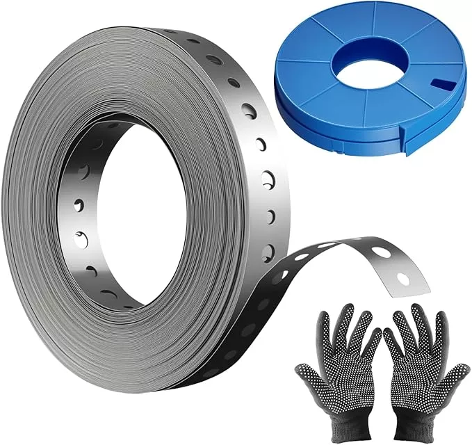 Metal Pipe Strap, 3/4 inch, 100 FT, Galvanized Hanger Strapping with Holes for Pipe Support, Flexible Trimming | Includes Storage Case & Gloves, Storage Case (100 FT 2Pack)