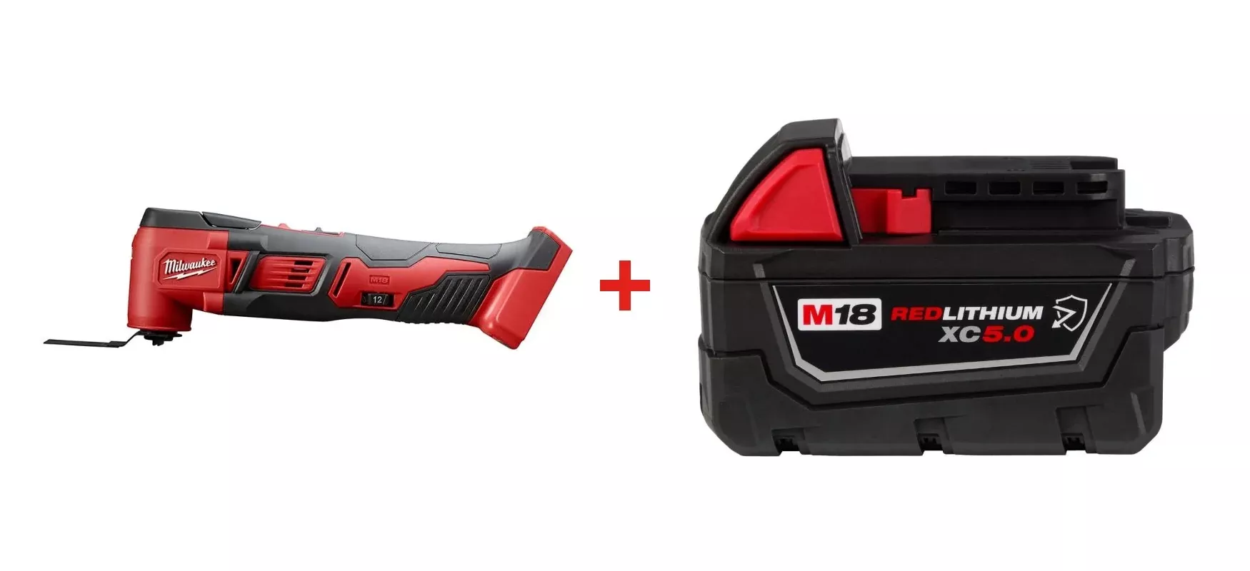Milwaukee 2626-20 M18 Multi-Tool with Milwaukee 48-11-1850R M18 REDLITHIUM XC5.0 Oil & Solvent Resistant Battery
