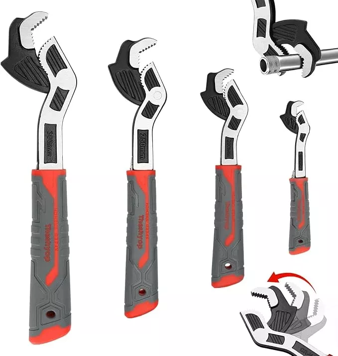 Multifunctional Self locking Wrench, Self Adjusting Pipe Wrench, 6 8 10 12 Inch Self Locking Adjustable Wrench, Non-Slip Handle, Chrome Vanadium Alloy Steel
