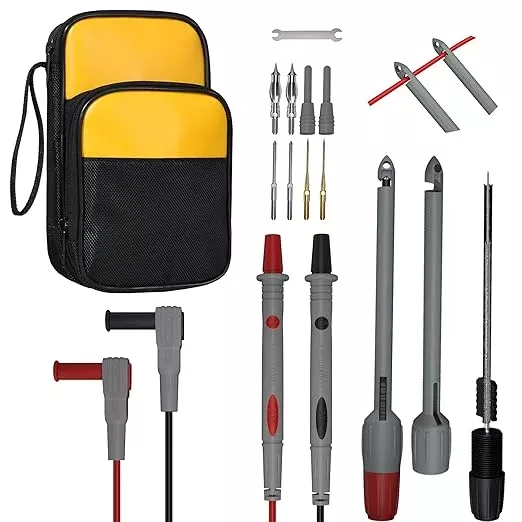 Multimeter Automotive Test Leads Kit with Soft Carrying Case Wire Piercing Clip Puncture Probes Wire Replaceable Precision Sharp Probes for Digital Electrical Multimeter Testing