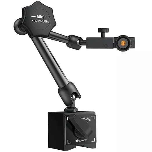 Neoteck 132lbs/60kg Max Pull Steel Magnetic Base for Digital Dial Indicator with 3/8 inch (9.52mm) Clamping Hole Adjustable Test Indicator Holder Weighs 671g Widely Used in 3D Printer and Lathe