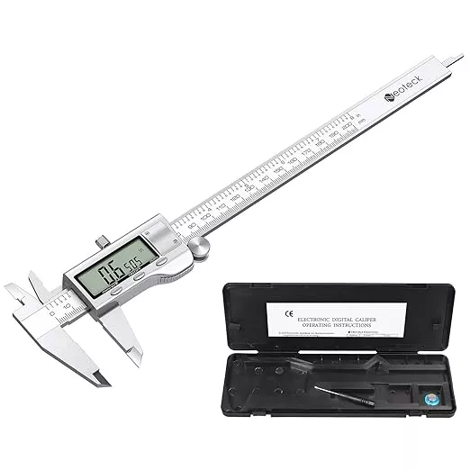 Neoteck 8 inch Digital Caliper Vernier Caliper Stainless Steel LCD Display Digital Caliper Measuring Tool with Fraction/Inch/MM Conversion Used for Inside and Outside Diameter,Depth,Step Measurement