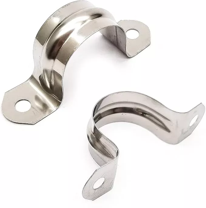 Nge 1inch Rigid Pipe Strap Clamp-Two Hole Strap-U Bracket Tube Clip-Stainless Steel Heavy Duty Pipe Fasten Holder-Secures Conduit，50Pcs（35mm)