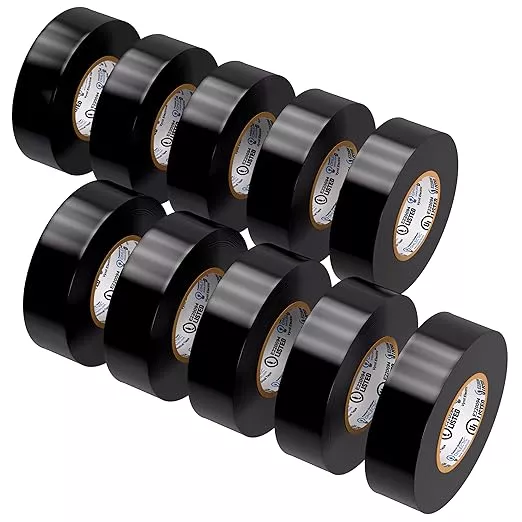 OHLECTRIC Professional Grade Vinyl Electrical Tape (10 Pack) Black - 7 Mil Thick Flame-Retardant, Heat & Weather Resistant 3/4 Inch x 60 Feet | Ideal for Contractors & Electricians