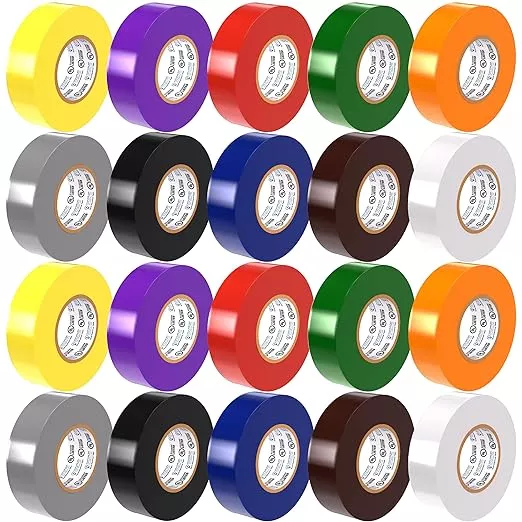 OHLECTRIC Professional Grade Vinyl Electrical Tape (20 Pack) Multicolored - 7 Mil Thick Flame-Retardant, Heat & Weather Resistant 3/4 Inch x 60 Feet | Ideal for Contractors & Electricians