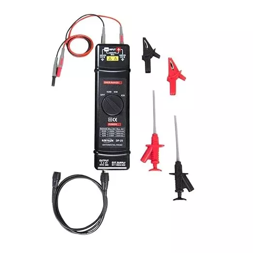 PINTECH High Voltage Differential Active Probe 1400V, 25MHz, 20X/50X/200X Attenuation Rate Oscilloscope Probe DP-25