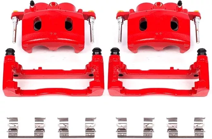 Power Stop S4918A Front Pair of High-Temp Red Powder Coated Calipers For Cadillac Escalade XTS Chevy Silverado 1500 Suburban 1500 Tahoe Savana 1500 Sierra 1500 Yukon [Application Specific]
