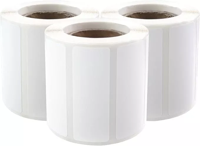 PUQU 20x10mm Direct Thermal Sticker Labels, Self-Adhesive All-Purpose Label Maker Tape, Compatible with AQ Series Label Printer, Refills Standard Laminated Office Labeling, 3 Rolls, 1800 Labels