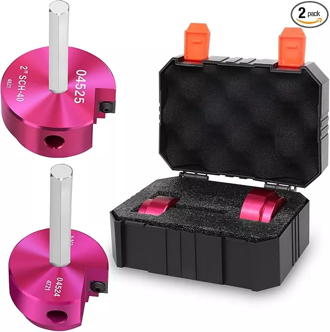 PVC Fitting Saver 1-1/2 & 2 Inch Head, PVC Pipe Reamer Socket Saver with 3/8-Inch Hex Shaft, Plastic Pipe Fitting Reamer for Plumbing Sch.40 CPVC ABS Socket Hub Removing,Fit 1/2" Drills