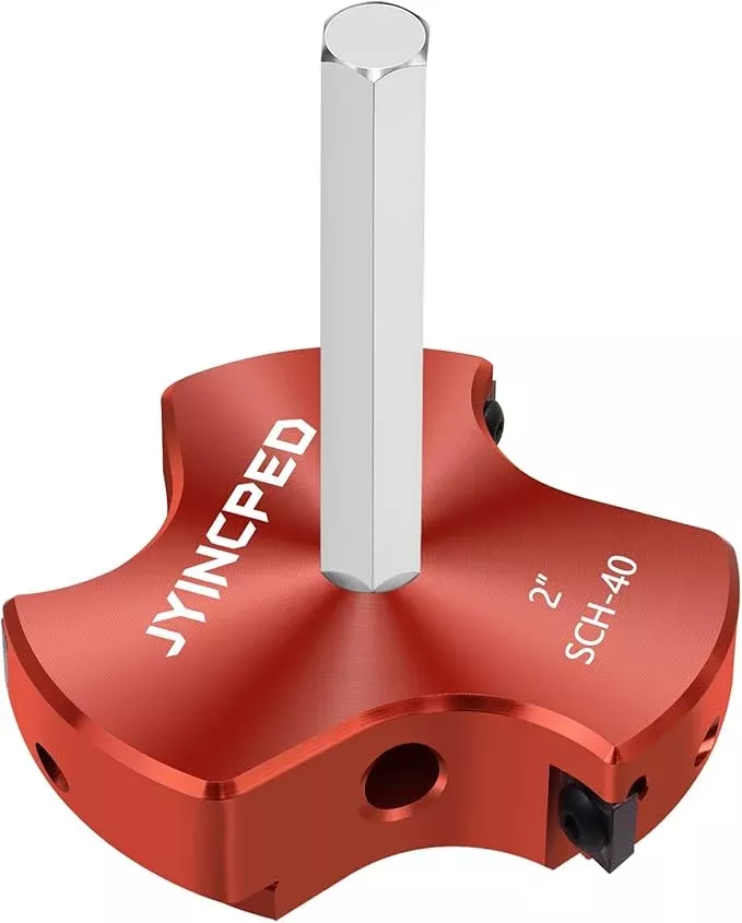 PVC Fitting Saver 2-Inch Head,Triple Blade PVC Pipe Reamer Socket Saver with 3/8-Inch Hex Shaft,Plastic Pipe Fitting Reamer Plumbing Tool for Sch.40 CPVC ABS Socket Hub,Fit Standard 1/2" Drills