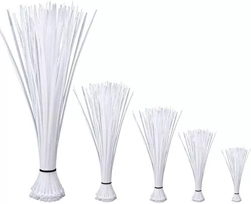 Self Locking Nylon Cable Zip Ties,4 6 8 10 12 Inches,Width 0.16inch,500Pcs HeavyDuty Wire Tie Wraps for Home,Office,Garden,Garage,Workshop (White)