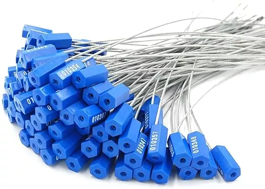 Steel Security Cable Seals Numbered Tamper Proof Security Tags Anti-Theft Pull-Tite Container Trailer Pad-Lock Ties Straps (Blue, Pack of 100pcs)