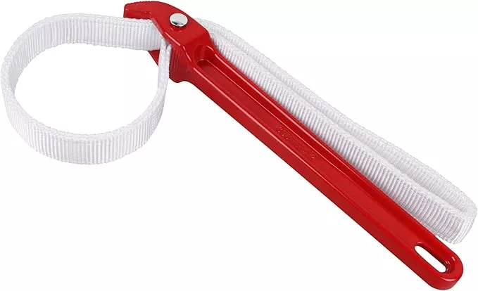 Strap Wrench/Adjustable Nylon Strap Pipe Wrenches 12" Aluminum handle Strap Opener Wrench for Dismantling Oil Filter,Nylon Strap Pipe Wrenchs for Use On Any Polished Pipe (Double nylon strap)