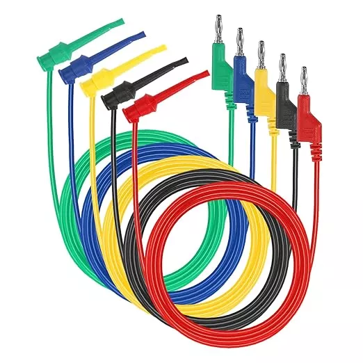 Sumnacon Multimeter Test Lead Set - 5Pcs Stackable Banana Plug to Test Hook Wire Cable Kit with Protective, Flexible Wire Leads for Electrical Testing 500V/5A 6.6Ft/2M