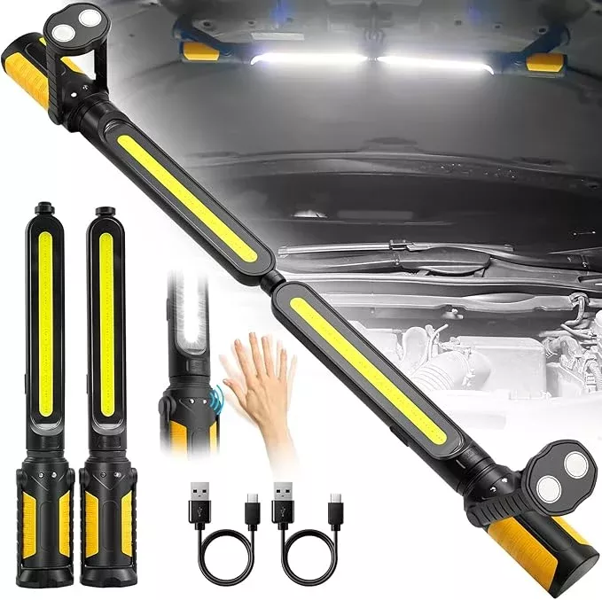 SYLSTAR Mechanic Work Light Bar with Upgraded Sensor Control - 2400LM LED, 4400mAh Rechargeable Underhood Work Light with Hooks & Magnetic Base for Car Repairing, Garage Workshop, Emergency