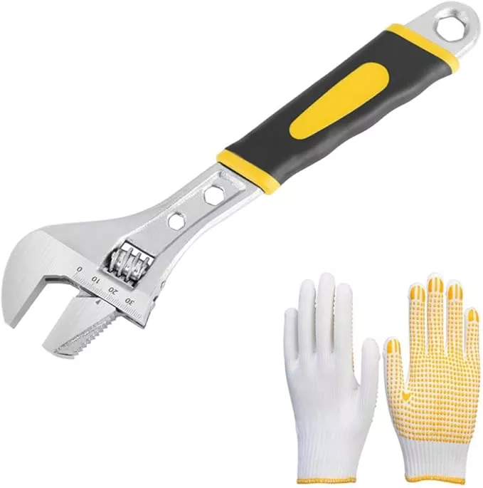 szhdxsy 12 inch pipe adjustable multifunctional wrench，3-in-1 Spanner with Box End/Hex Function， Adjustable Wrench，Portable labor-saving wrench, Movable Jaw,