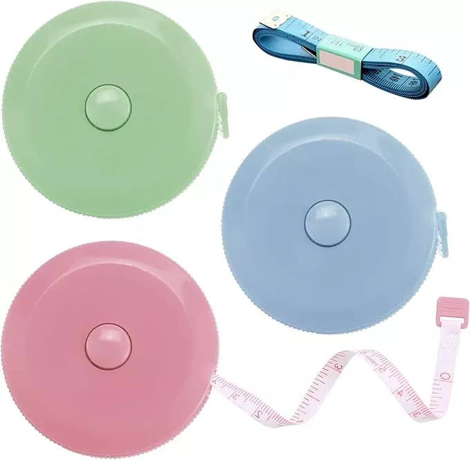 Tape Measures Retractable, Fabric Measuring Tape, 60 Inch Small Sewing Tape Measure for Craft Nursing Medical Travel(3 Pack/Black Purple Sky Blue)