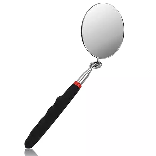 Telescoping Inspection Mirror, Circular Inspection Mirror, Flexible Inspection Mirror 360 Rotation with Extended Handle Round Inspection Mirrors for Checking Vehicle Condition(Dia-4 Inch)