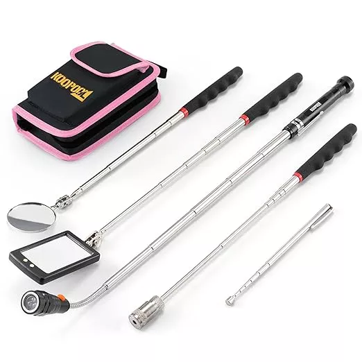 Telescoping Magnetic Pickup Tool Set, Inspection Mirror Telescoping, LED Flashlight, Cool Gadgets for Men, Gifts for Dad, Husband, Kids, Boyfriend, Magnet Stick