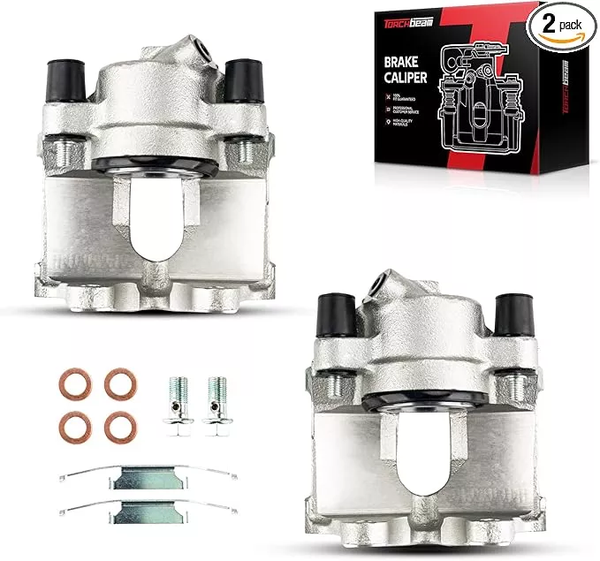Torchbeam 2PCS Front Driver and Passenger Side Brake Caliper For BMW for 1994-1995 2001-2005 325i, 2001-2006 325Ci, 2001-2005 325xi, Disc Brake Caliper Assembly with Bracket Replace # 191618+191619