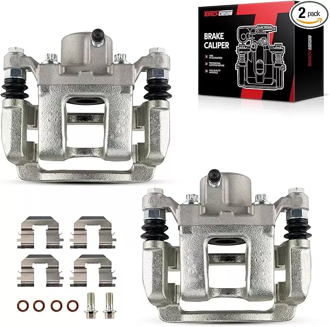 Torchbeam 2PCS Rear Driver and Passenger Side Brake Caliper for 2011-2014 Sonata, 2011-2014 Optima 2.4, 2015 Optima, 2015 Sonata, Disc Brake Caliper Assembly with Bracket Replace #19B6456+19B6457
