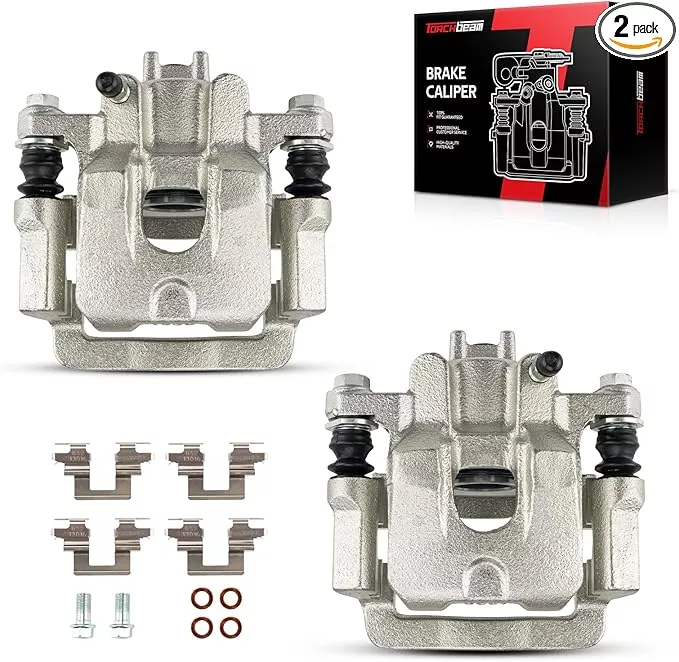 Torchbeam 2PCS Rear Driver and Passenger Side Brake Caliper for Honda 2003-2008 Pilot, Acura 2001-2006 MDX, Disc Brake Caliper Assembly with Bracket Replace #19B2675+19B2674