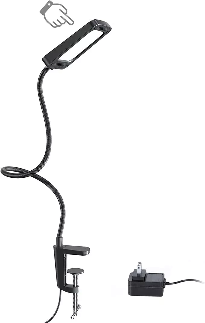 TROND LED Desk Lamp with Clamp, 1000LM Super Bright 3-Level Dimmable Desk Light 6000K Daylight, Extra-Long Flexible Gooseneck Clip on Light, Eye-Care Clamp Lamp for Painting, Workbench,Reading