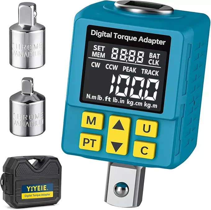Upgrade 1/2" Digital Torque Adapter, (±1% Accuracy, 5-100Ft-lb), Precision Digital Torque Wrench Adapter with Color Display, Smart Alert, 1/4", 3/8" Converters for Auto, DIY & Home Repairs(135N.m)