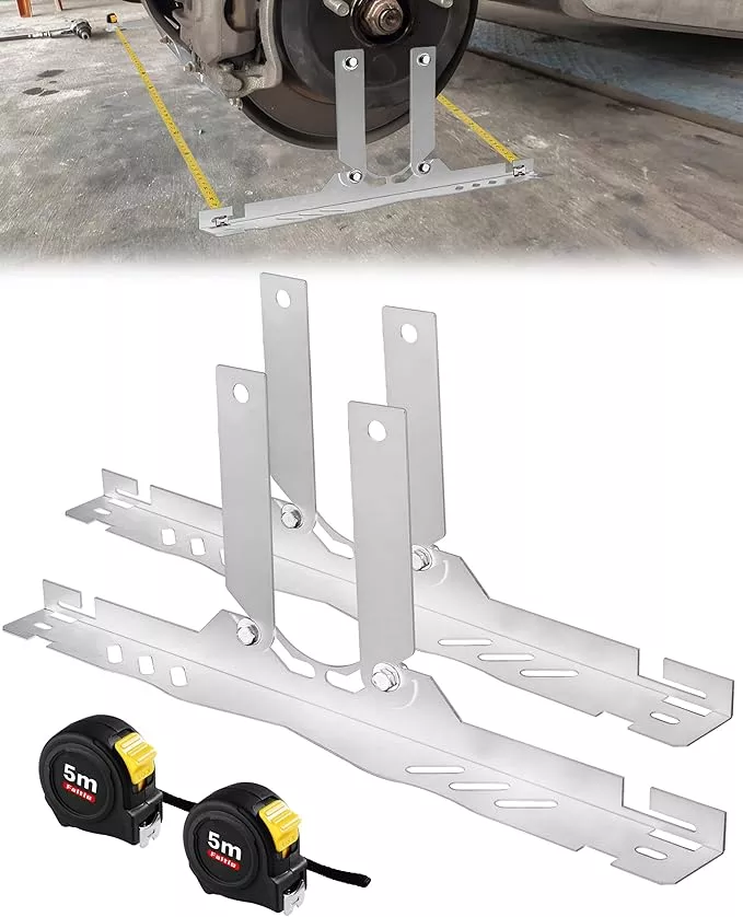 Upgraded Wheel Alignment Tool Kit, Toe Alignment Tool Plates with Extension Arms, Heavy Duty Front End Alignment Tool for Cars, Fast Precise DIY Toe Alignment at Home, Fits Lower Calipers, Silver