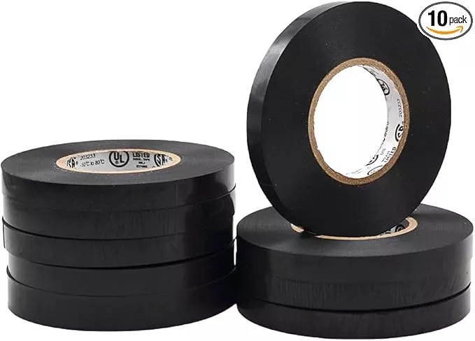 WOD ETC766 Professional Grade General Purpose Black Electrical Tape UL/CSA Listed core. Vinyl Rubber Adhesive Electrical Tape: 3 inch X 66 ft - Use at No More Than 600V & 176F (Pack of 1)