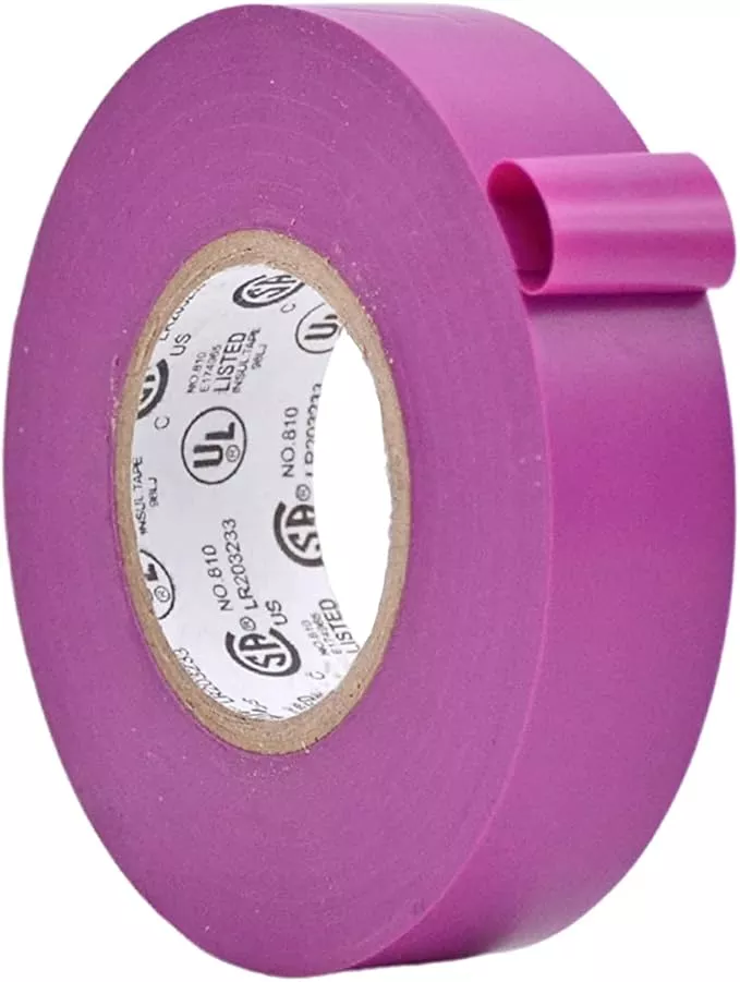 WOD ETC766 Professional Grade General Purpose Purple Electrical Tape UL/CSA Listed core. Vinyl Rubber Adhesive Electrical Tape: 3/4inch X 66ft. - Use at No More Than 600V & 176F (Pack of 10)
