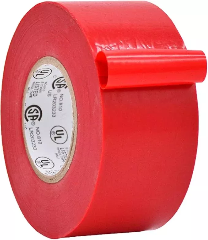 WOD ETC766 Professional Grade General Purpose Red Electrical Tape UL/CSA Listed core. Vinyl Rubber Adhesive Electrical Tape: 1/2 inch X 66 ft - Use at No More Than 600V & 176F (Pack of 10)