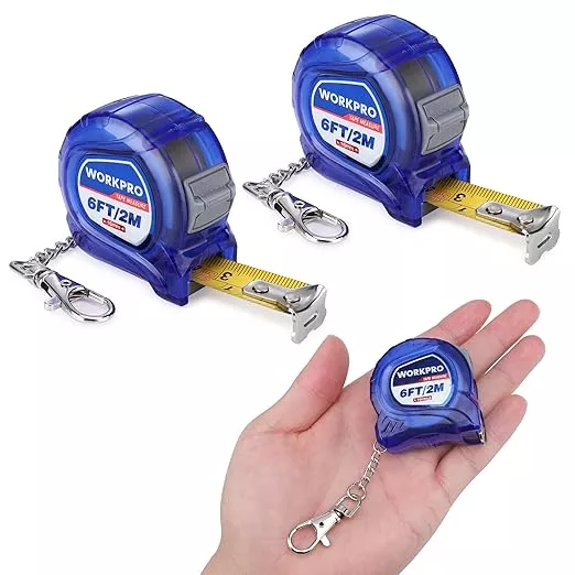 WORKPRO Mini Tape Measure, 2 Pcs 6FT Retractable Easy Reading Keychain Tape Measurement, Inch/Metric Scale Pocket Size Small Tape Measure for Engineer, Portable, ABS Protective Casing, Green