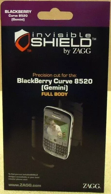 Zagg Invisible Shield Blackberry Curve 8520 Gemini Shield Only BLKBRY8520FB — New