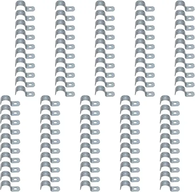 zinc plated steel pipe clamp,Steel Rigid Pipe,Holes Cable U Bracket Pipe Clamp,Electrical Conduit Straps (One Hole, 3/4 inch-50pcs)
